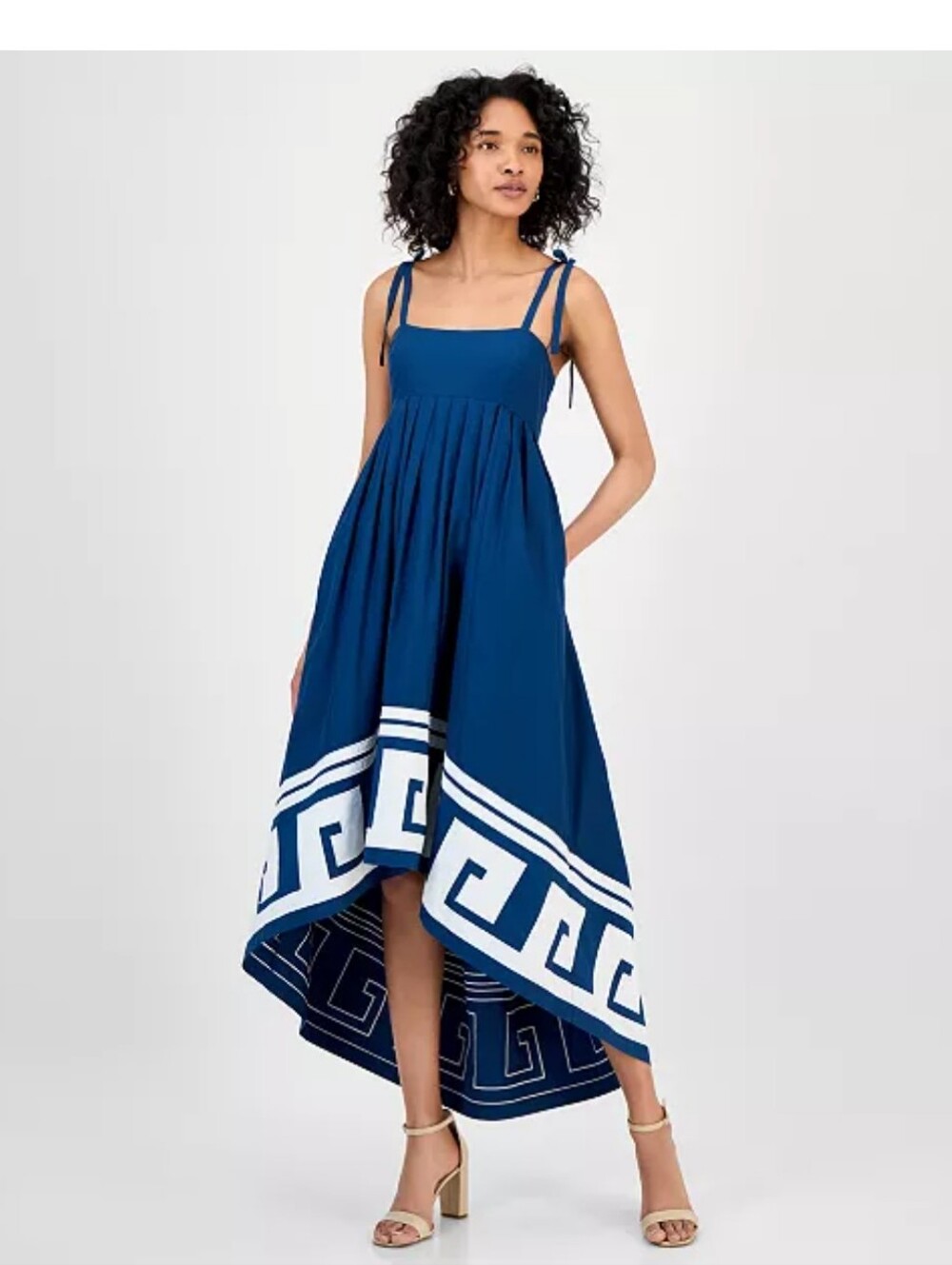 Rachel Roy NWT Freda Cotton Midi Dress Navy Size 10 $169 Geometric Strappy